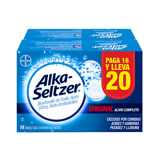 Alkaseltzer Original Acido Acetilsalicilico + Bicarbonato De Sodio + Acido Citrico Caja x 20 Tableta