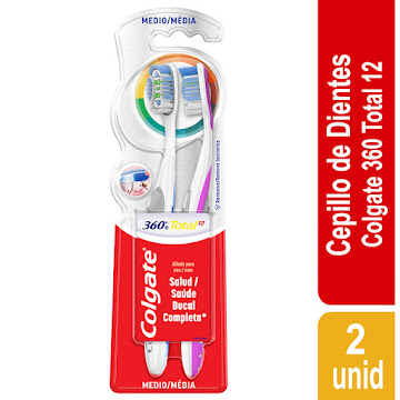 Cepillo de Dientes Colgate 360 Total 12 Medio x 2 und  