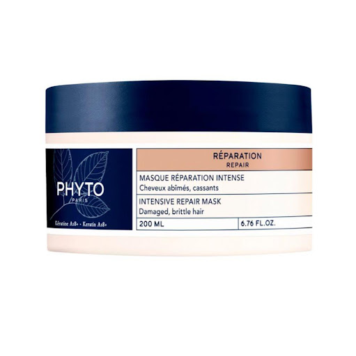 Mascarilla Phyto Reparación Intensa 200 ml PHYTO 200ml x 1 La mascarilla REPAIR repara de medios a puntas en profundidad, restaura y consolida de inmediato el cabello estropeado y quebradizo. En el corazón de la fórmula, un nuevo complejo biomimético ;Keratin