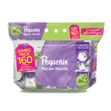 Toallitas Húmedas Pequeñín Recién Nacido x 160 und  