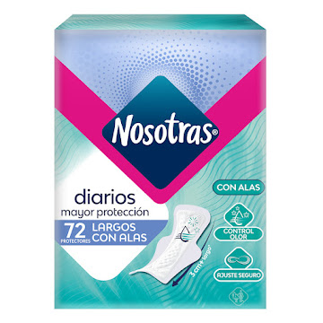 Protectores Diarios Nosotras Diarios Largos con Alas Caja x 72 und  
