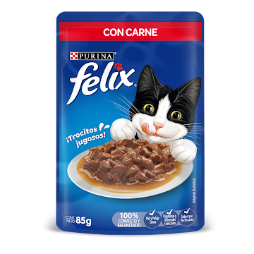 Alimento Para Mascotas Gatos Felix Sensaciones De Salsa En Carne x 85 gr  