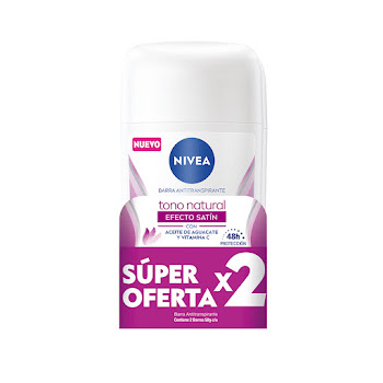 Desodorante Nivea Aclarado Efecto Satín Barra 50 gr x 2 und  