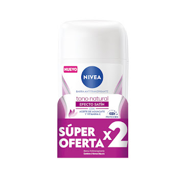Desodorante Nivea Aclarado Efecto Satín Barra 50 gr x 2 und  