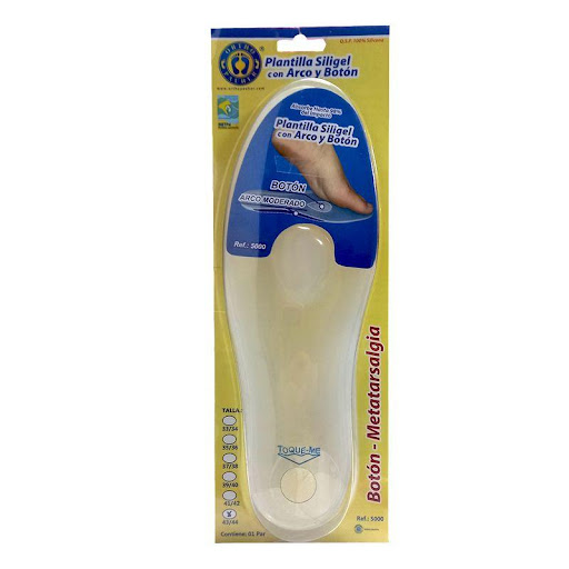 Plantilla Con Arco Y Botón 39-40 Ortho Pauher Orthopauher Individual x 2 Plantilla elaborada en silicona con botón metatarsiano brinda comodidad y descanso