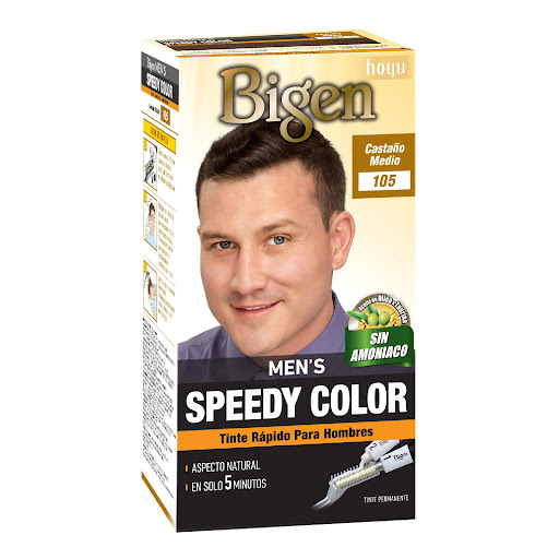 Tinte Bigen Mens Speedy  Castaño Medio 105 Permanente, sin Amoniaco x 40 G c/u Bigen Caja x 1 Coloración capilar rápida y permanentepara hombres Fácil de usar, fácil de aplicar y No contiene amoniaco,Color de apariencia natural