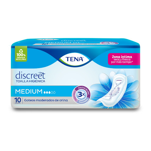 Toallas Higiénicas Tena Discreet Medium Paquete x 10 und