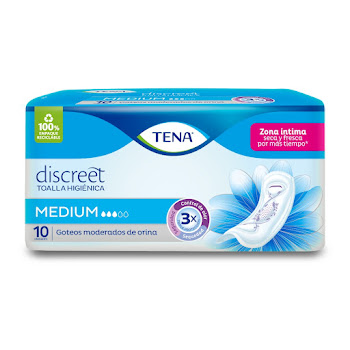 Toallas Higiénicas Tena Discreet Medium Paquete x 10 und  