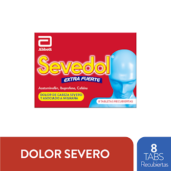 Sevedol Extra Fuerte Acetaminofén + Ibuprofeno + Cafeína Caja x 8 Tabletas  