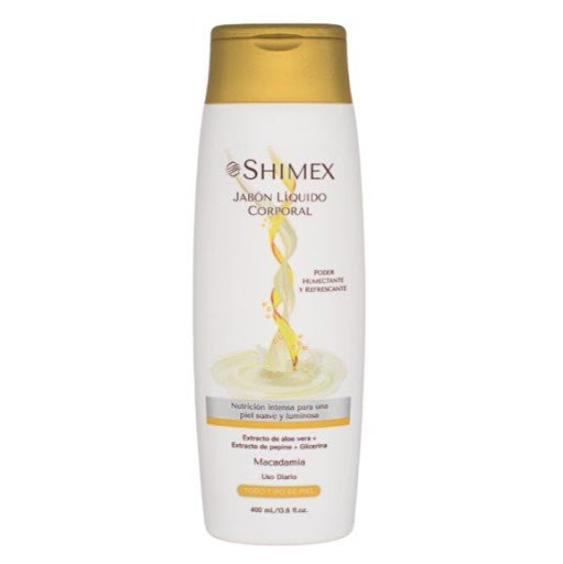 Jabón Líquido Corporal Shimex x 400 ml SHIMEX 400 ML x 1 Hemos creado el producto ideal para el cuidado de la piel de toda la familia. Su exquisita fragancia y fórmula con ingredientes naturales, hidratantes y delicados lo convierten en la solución perfecta