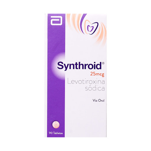 Synthroid Levotiroxina Sódica 25 mcg Abbott Caja x 90 Tabletas