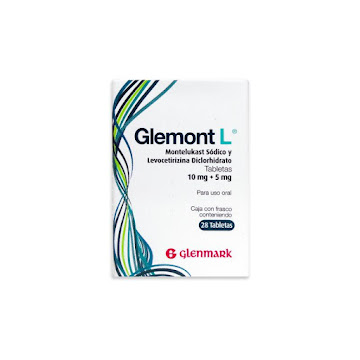 Glemont L Montelukast Sódico + Levocetirizina Diclorhidrato10mg/5mg Glenmark Caja x 28 Tabletas  