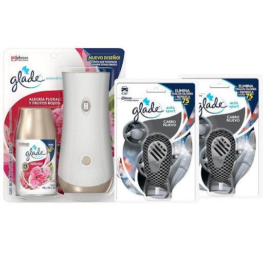 Pack Auto Premium Glade Sport Glade Pack Auto x 3 Se coloca de manera vertical en la salida del aire acondicionado. Sistema con mejor distribución de fragancia, gracias a las rejillas frontales que posee. No es necesario que el dispositivo del aire a