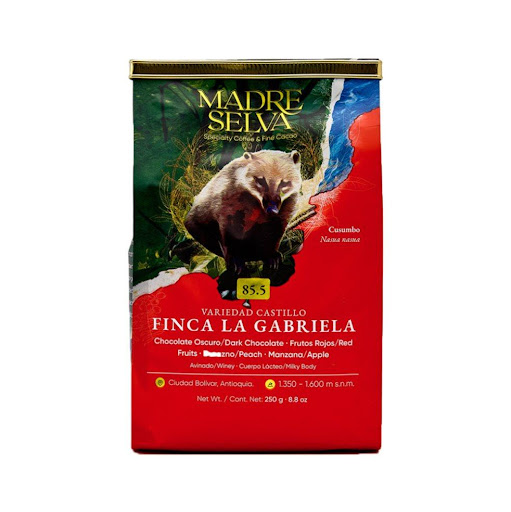 Café Finca la Gabriela 250g, Madre Selva Madre Selva Grano x 1 Gracias a su procesamiento de fermentación en cereza por 96 horas y luego secado al sol en camas resalta esas notas a chocolate oscuro, frutos rojos, manzana, durazno, notas de vino, cuerpo medio resu