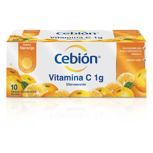 **Cebión 1G. Naranja Tabletas Efe. Caja x10Tab. Merck Ácido Ascórbico   