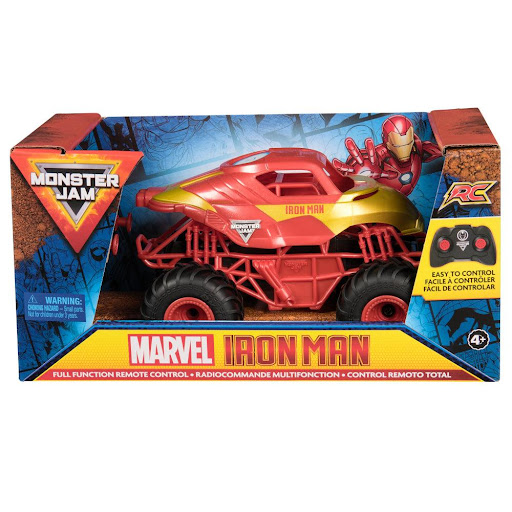 Monster Jam Marvel - Iron Man Escala A 1:24 Spin Master Toys  x 1 ĦSumérgete en el emocionante mundo de Monster Jam y Marvel con este increíble vehículo a escala, diseñado para los más pequeños. Con su diseño auténtico de Iron Man y sus funciones de control remoto c