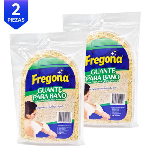 GUANTE ESTROPAJO PARA BAÑO X2 Esponjas Fregona Kit x 1 Esponja con estropajo 100% natural, activa la circulación, ayuda a reducir la celulitis, con espacio para introducir la mano tipo mitón