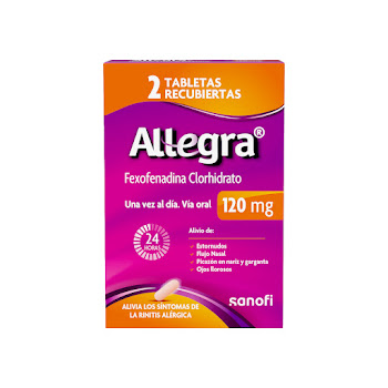 Allegra Fexofenadina 120   mg Sanofi Caja x 2 Tabletas  