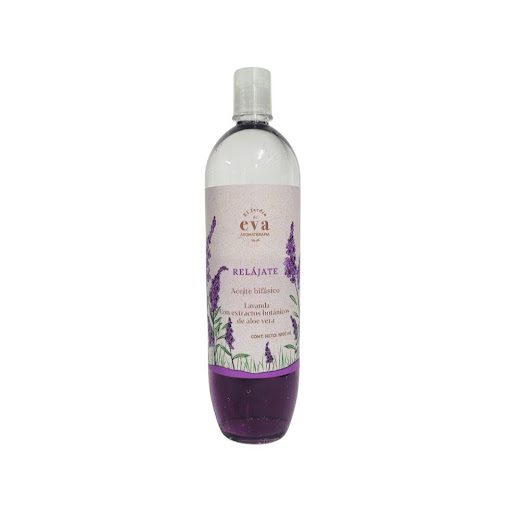Aceite bifásico Relájate aceites esenciales de lavanda para masajes x 1lt El Jardín de Eva Botella x 1 El Aceite Bifásico para Masajes Relájate combina lavanda y aloe vera para hidratar la piel y facilitar el masaje. Acompaña momentos de pausa, ayuda a relajar el cuerpo y bajar el ritmo al final del dí