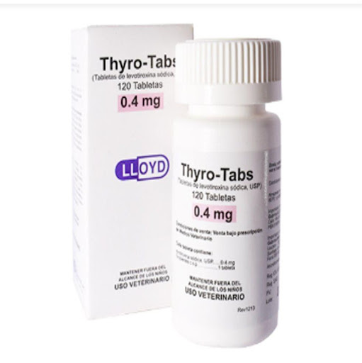 THYRO-TABS 0,4 MG 120 TABLETA THYRO-TABS Frasco x 120 Primera y única marca de Levotiroxina canina aprobada por la FDA. La levotiroxina T4 es una hormona tiroidea que circula de forma natural y que es producida por la glándula tiroides canina. La levotir