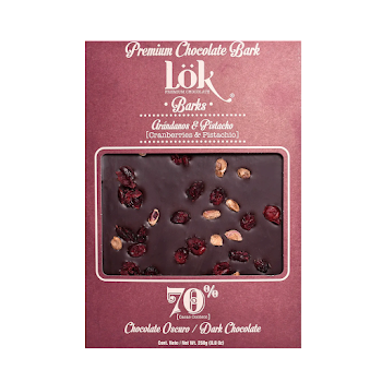 Barra de Chocolate Lök   70% Arándano Pistacho x 250 gr 
