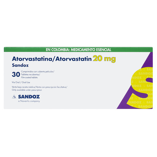 Atorvastatina 20 mg Sandoz Caja x 30 Comprimidos