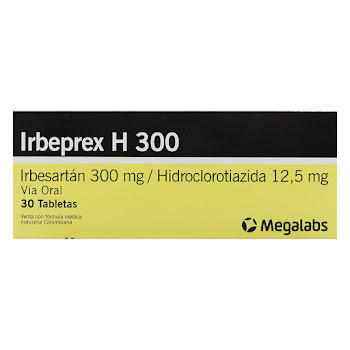 Irbeprex H Irbesartán 300mg + Hidroclorotiazida 12.5mg Caja x 30 Tabletas  
