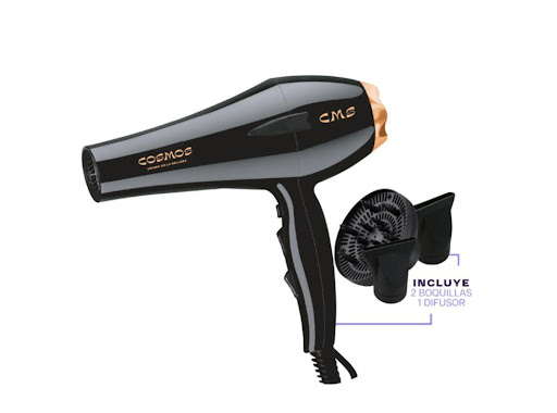 SECADOR DE PELO SADIRA -CMS-8902      Cosmos Caja x 1 Presentamos el secador Sadira de Cosmos, el potente secador de 2200 vatios. Con tecnología avanzada y un diseño elegante, Sadira ofrece un secado y peinado rápidos, al tiempo que elimina el encrespami