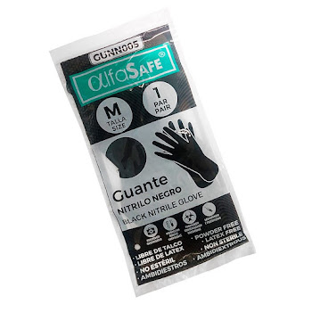 Guante Nitrilo Negro Alfasafe Talla M x 1Par   