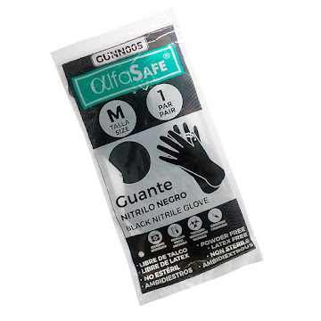 Guante Nitrilo Negro   Alfasafe Talla M x 1Par 