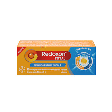 Redoxon Total Vitamina C + D + Zinc Bayer Caja x 10 Comprimidos  