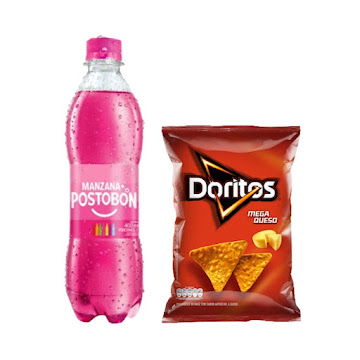 Combo Gaseosa Manzana Postobon 400ml + Pasabocas Doritos Mega Queso XL 185g X 2 und  