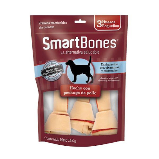 SMARTBONES C POLLO SMALL 3 PK SMARTBOBES  x 3 Premios masticables sin carnaza con una alta palatibilidad para tu perro hecho con pechuga de pollo. Ideal para caninos gerontes por su suavidad y composición.