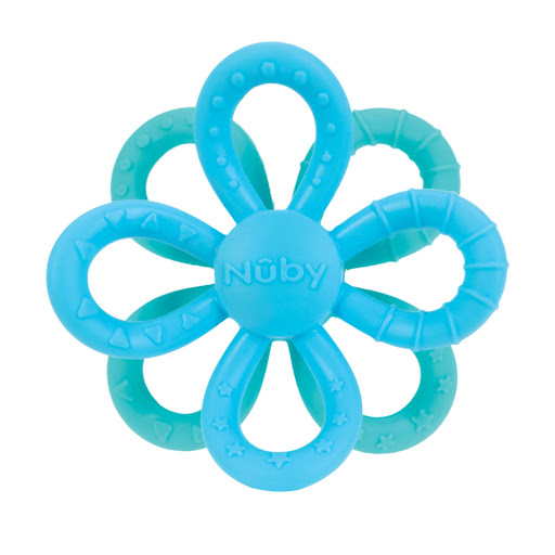 Mordedor De Silicona Flor Geo Azul-Verde Nuby Blister x 1 El Mordedor Sensorial Flor Geo de Nuby es la combinación perfecta de diseño y funcionalidad.