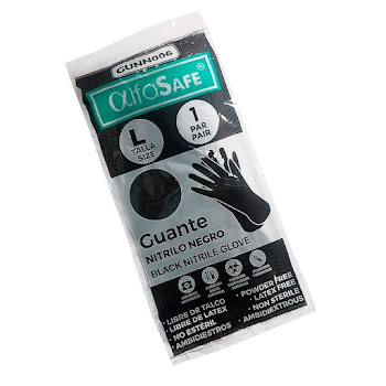 Guante Nitrilo Negro Alfasafe Talla L x 1Par   