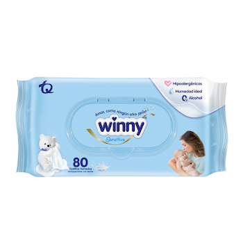 Toallitas Húmedas Winny Sensitive Abullonaditas x 80 und  