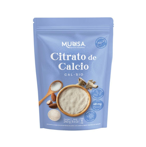 CITRATO DE CALCIO CON ORELLANAS  Munsa Doypack x 240gr x 1 und Fortalece tus huesos y mejora tu bienestar general con el Citrato de Calcio con Orellanas Munsa con sabor a vainilla, un suplemento formulado para favorecer la salud ósea y muscular. Su combinación de