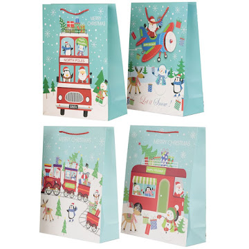 Bolsa De Regalo Navideña Mays Azul Grande Surtida  x 1 und  