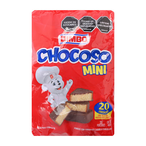 Ponqué Chocoso Mini Bimbo Bolsa 400 gr x 20 und