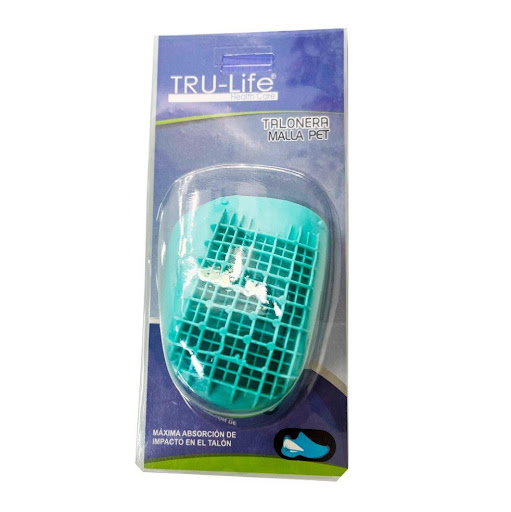 TALONERA MALLA PET VERDE TALLA M TRULIFE BOLSA x 2 Diseño tipo «rejilla» con capas y celulas múltiples, absorbe el golpe yy devuelve la energía del impacto como lo hace el sistema natural de los pies, brindando un alivio inmediato.