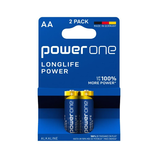 Pilas AA Alcalinas Power One Blister x 2 Unidades Power One blister x 2 Pilas alcalinas con la energía potente que necesita cualquier dispositivo de alto consumo.

Contiene 2 pilas que duran y conservan su energía por 10 años cuando no se han usado ni sacado de su empaque