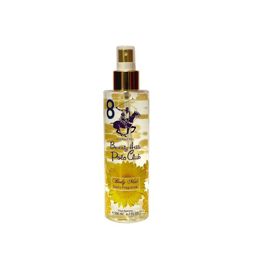 BHPC WOMEN BODY MIST #8 BL 200ML BEVERLY HILLS POLO CLUB caja x 1 Beverly Hills Polo Club Body Mist No. 8 Exotic Fragrance está envuelta en notas frescas de cítricos y fruta de la pasión, combinadas con un toque acuático y un corazón floral de jazmín de agua, lirios