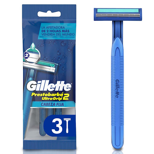 Cuchilla de Afeitar Gillette Prestobarba Ultragrip2 con Cabeza Fija Bolsa x 3 und