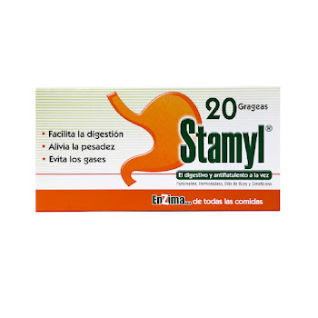 Stamyl Pancreatina + Hidrolasa + Simeticona 175mg/50g/40mg Farmacol Caja x 20 Grageas  