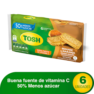 Galletas Tosh Noel Mousse Naranja X6Paq. X148.8G.                        