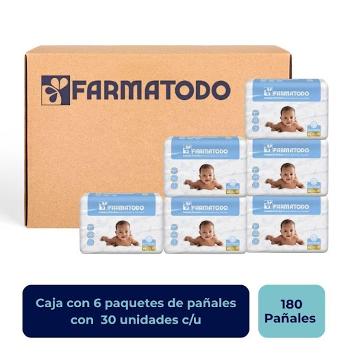 Pañal Farmatodo Premium Etapa 2 Talla M X 30 Und.  Farmatodo Caja x 6 Elaborados con tecnología de rápida absorción y máxima retención de la orina, manteniendo al bebé seco y protegido de filtraciones. Su capa transpirable permite que el aire pase a través del pañal, se