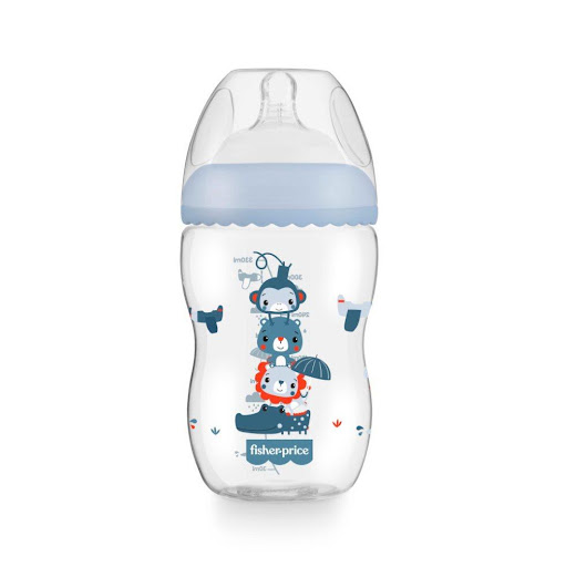 TETERO BOCA ANCHA FIRST MOMENTS DISENOS 330ML AZ FISHER PRICE CAJA x 1 TETERO BOCA ANCHA FIRST MOMENTS DISENOS 330ML AZ