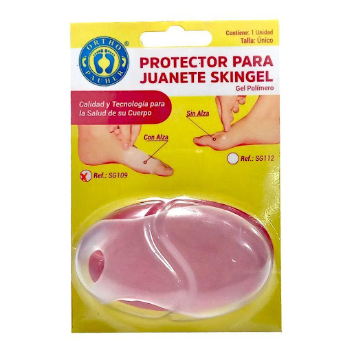 Protector De Juanete En Skingel Talla Única Ortho Pauher Orthopauher Individual x 1 Protector de juanete elaborado en gel polímero transparente con anillo de fijación que se adapta anatómicamente