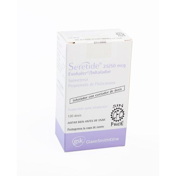 Seretide Salmeterol + Propionato de Fluticasona 25/50mcg GSK Inhalador x 120 Dosis  