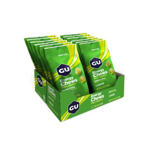 Gomas. Sabor Lima Salada sin Cafeína. Caja x 12 unidades GU Caja x 12 paquetes (cada paquete 16 gomas/2 raciones) x 12 Sabor: Lima Salada sin cafeína

Características:

Doble energía: Fructosa y Maltodextrina

Aminoácidos

Calorías: 90

Sodio:  40 mg

Potasio: 10 mg

Cafeína:  No